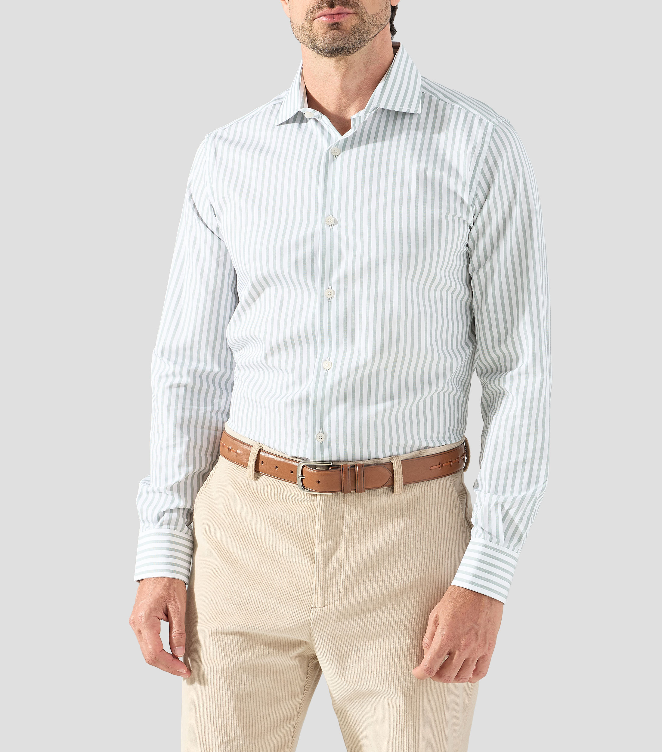 Camisa a rayas manga larga Hombre